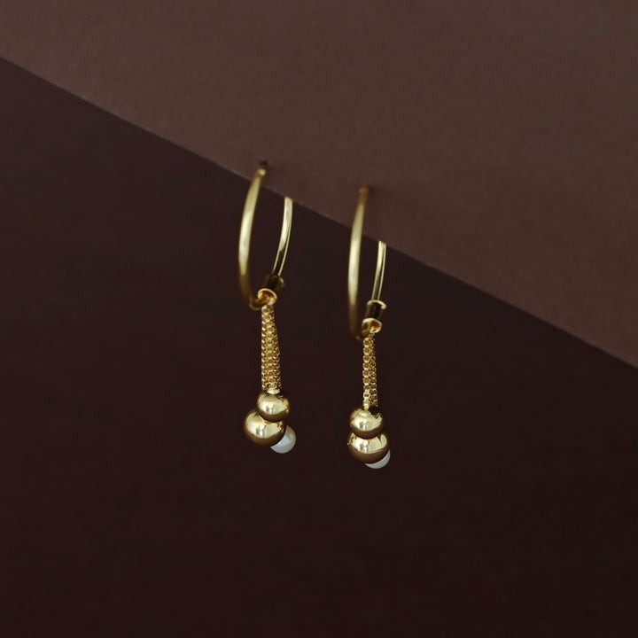 Vanshika Golden Ball Hoop Pearl Earring
