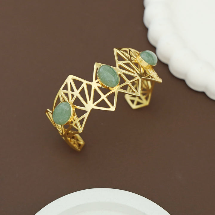 Aileen Geometrical Handmade Natural Oval Stone Bangle