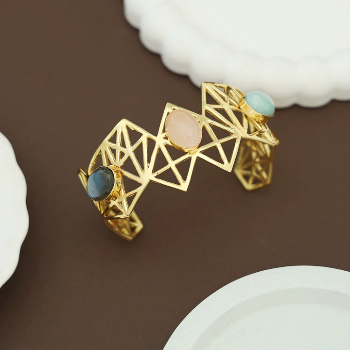 Aileen Geometrical Handmade Natural Oval Stone Bangle