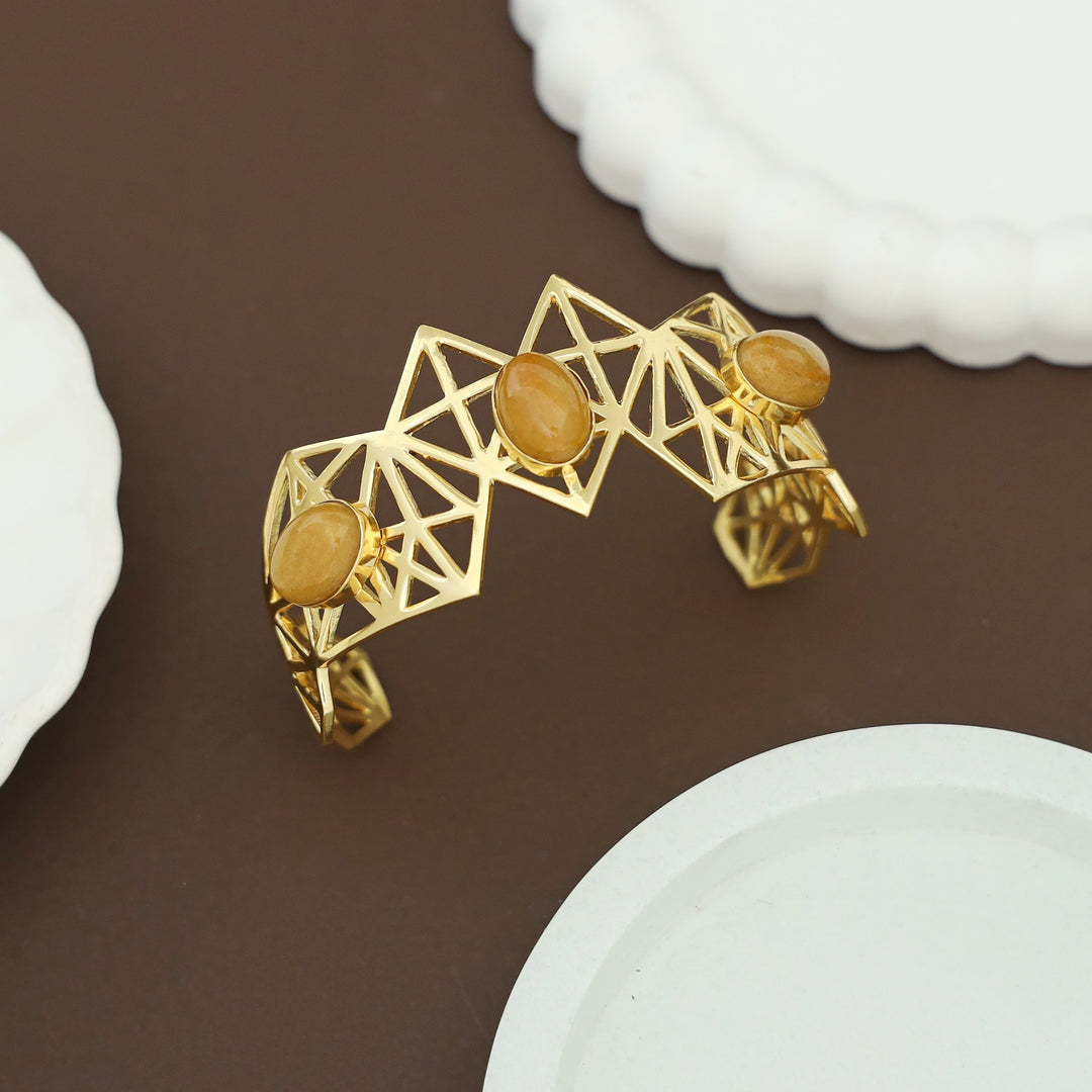 Aileen Geometrical Handmade Natural Oval Stone Bangle