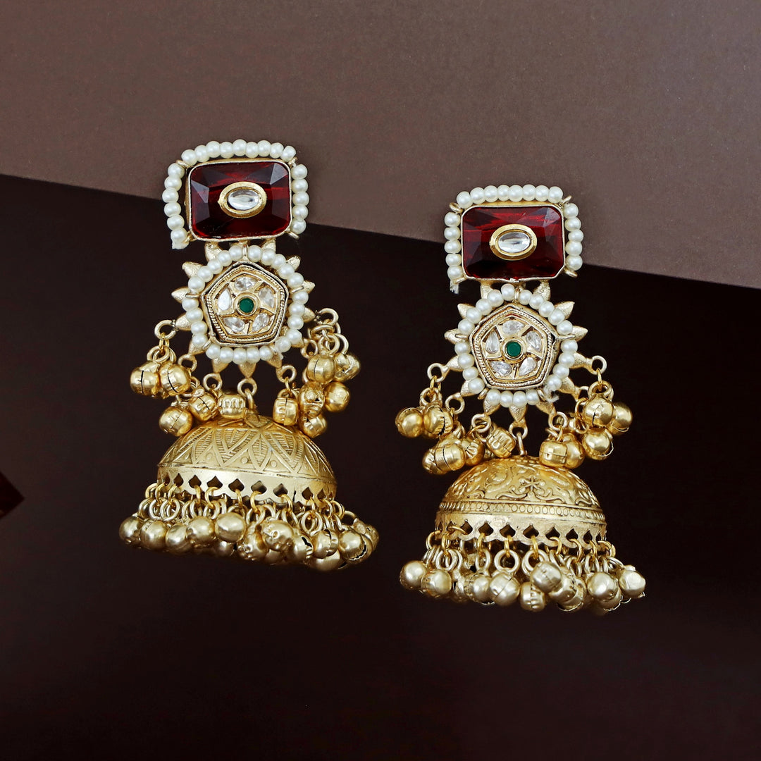 Jasmin Golden Ghungroo Kashmiri Jhumka