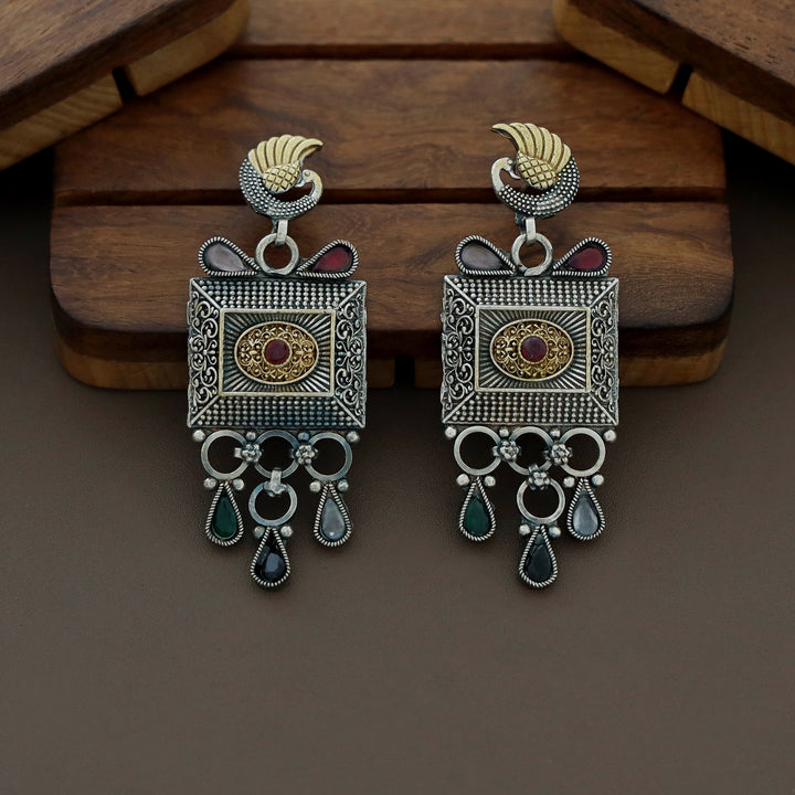 Jasleen Beaded Mayura Silver Choker With Earring