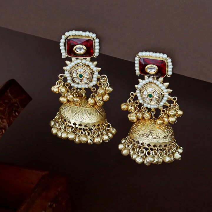 Jasmin Golden Ghungroo Kashmiri Jhumka