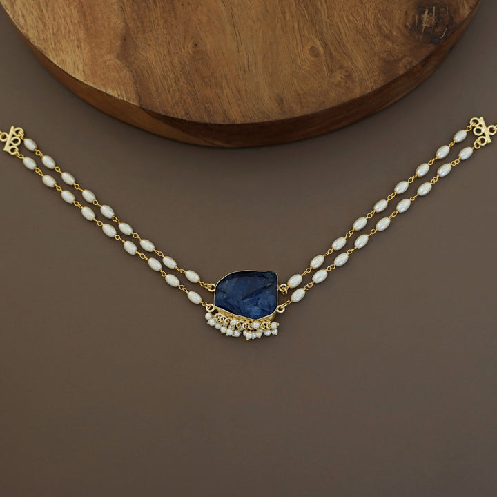 Rohi 2 Layer Cluster Pearl Dyed Stone Choker