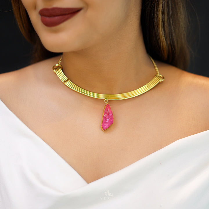 Golden 5 Layer Dyed Stone Short Neckpiece