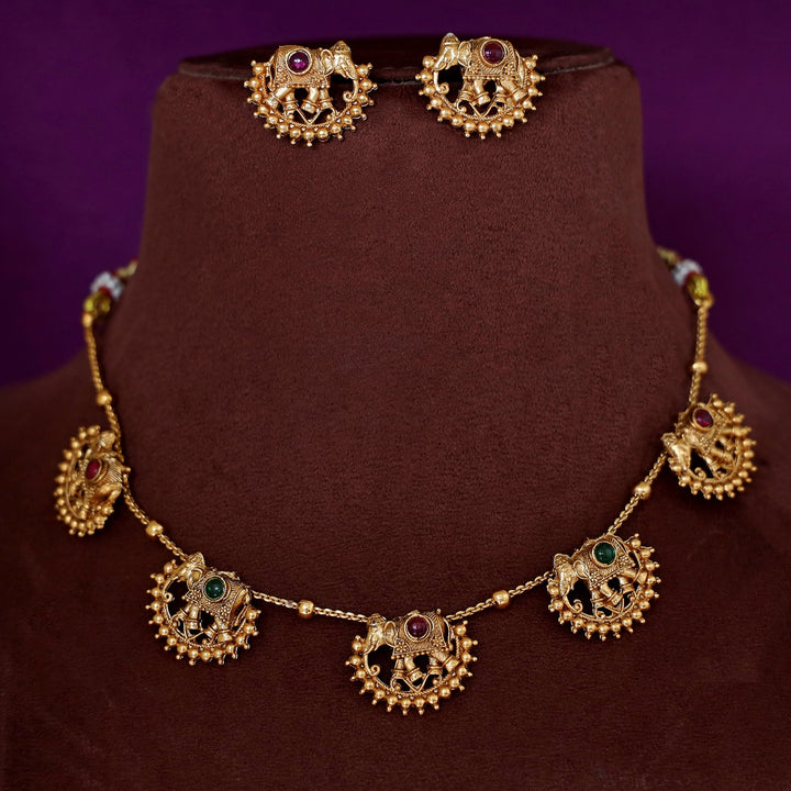 Vihana Gajavanthi Airavath Short Neckpiece With Earring
