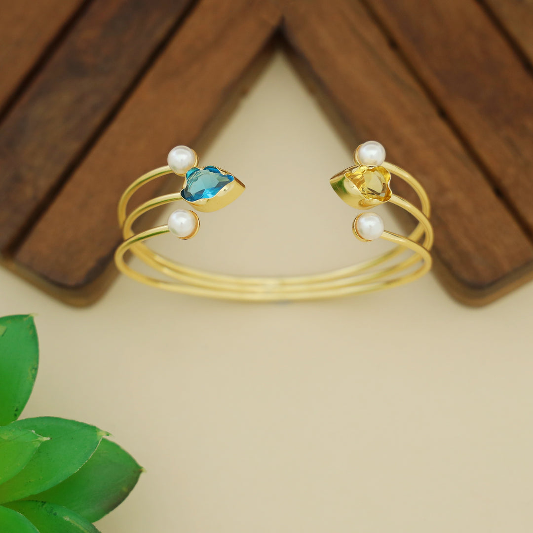 Sivet 3 Layer Dual Pearl Glossy Stone Bangle