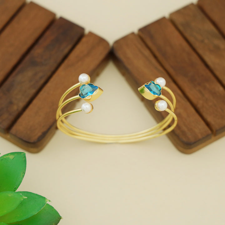 Sivet 3 Layer Dual Pearl Glossy Stone Bangle