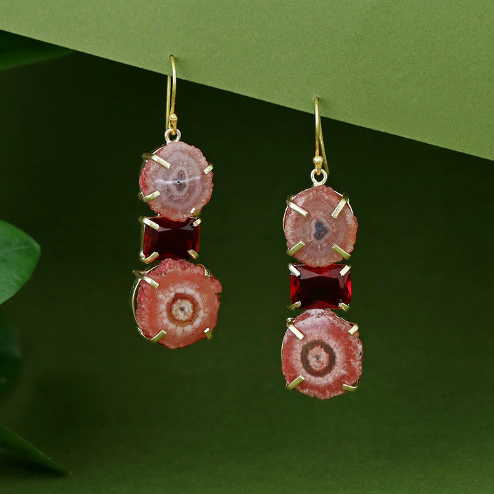 Saskia Solar Agate + Glossy Stone Drop