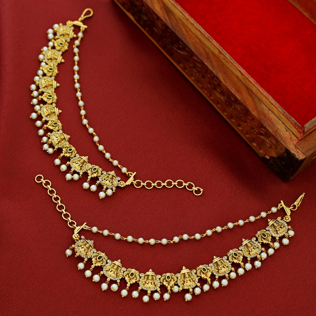 Premium Umadevi 2 Layer Pearl Ear Chain