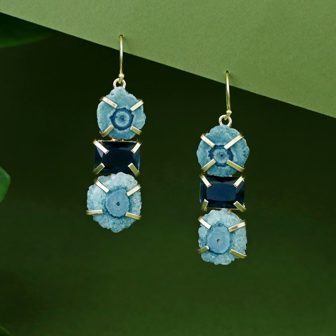 Saskia Solar Agate + Glossy Stone Drop