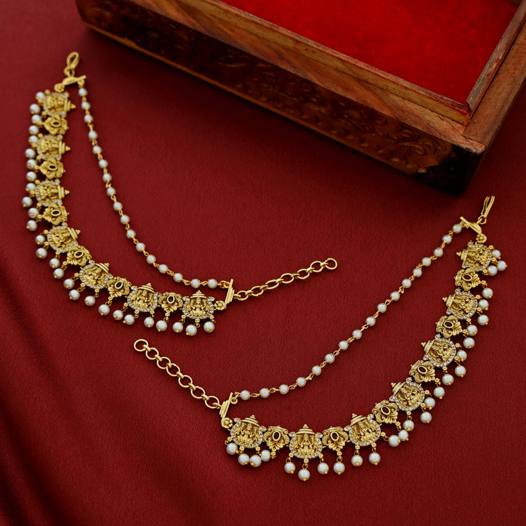 Premium Umadevi 2 Layer Pearl Ear Chain