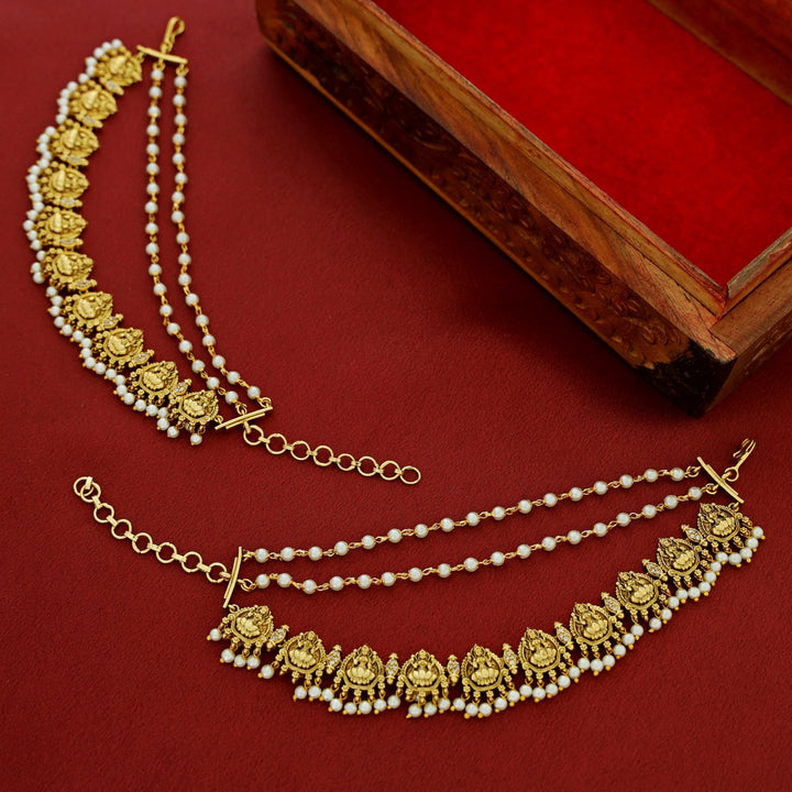 Premium Akshithi Devi 3 Layer Pearl Ear Chain