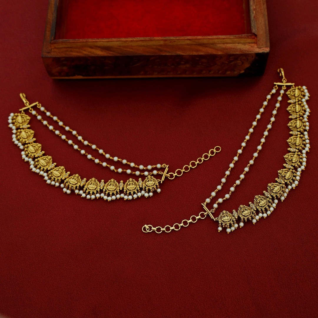 Premium Akshithi Devi 3 Layer Pearl Ear Chain