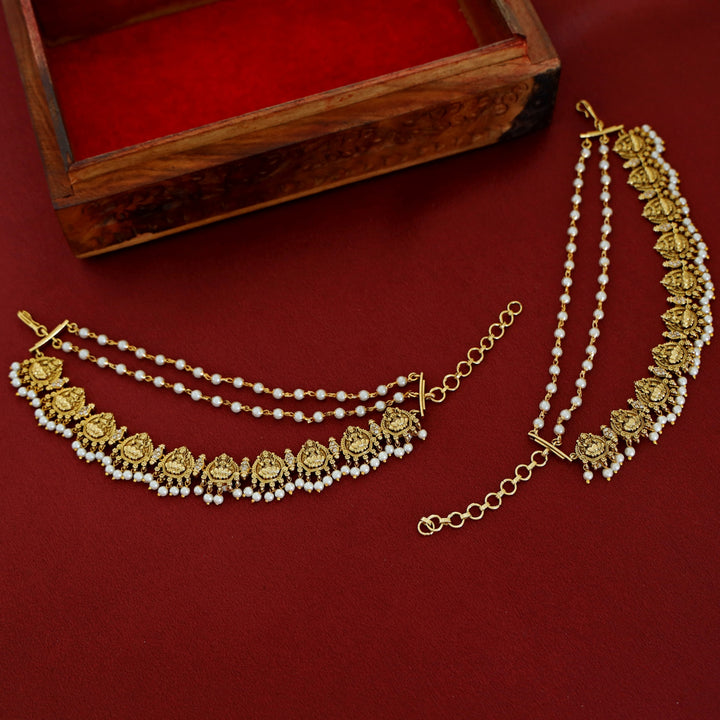 Premium Akshithi Devi 3 Layer Pearl Ear Chain