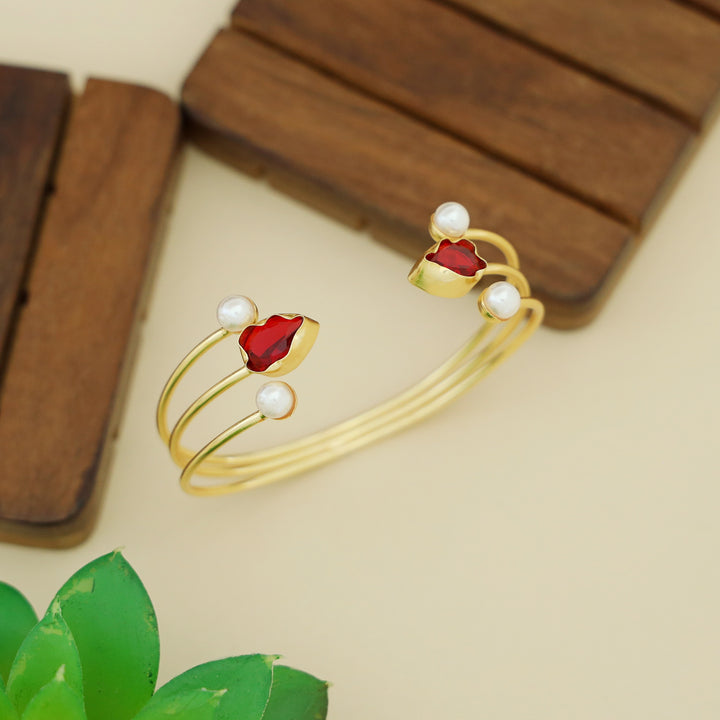 Sivet 3 Layer Dual Pearl Glossy Stone Bangle