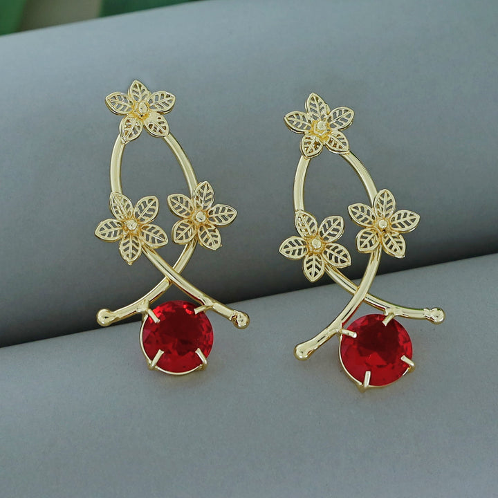 Anara Tri Flower Glossy Claw Earring