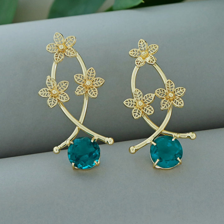Anara Tri Flower Glossy Claw Earring