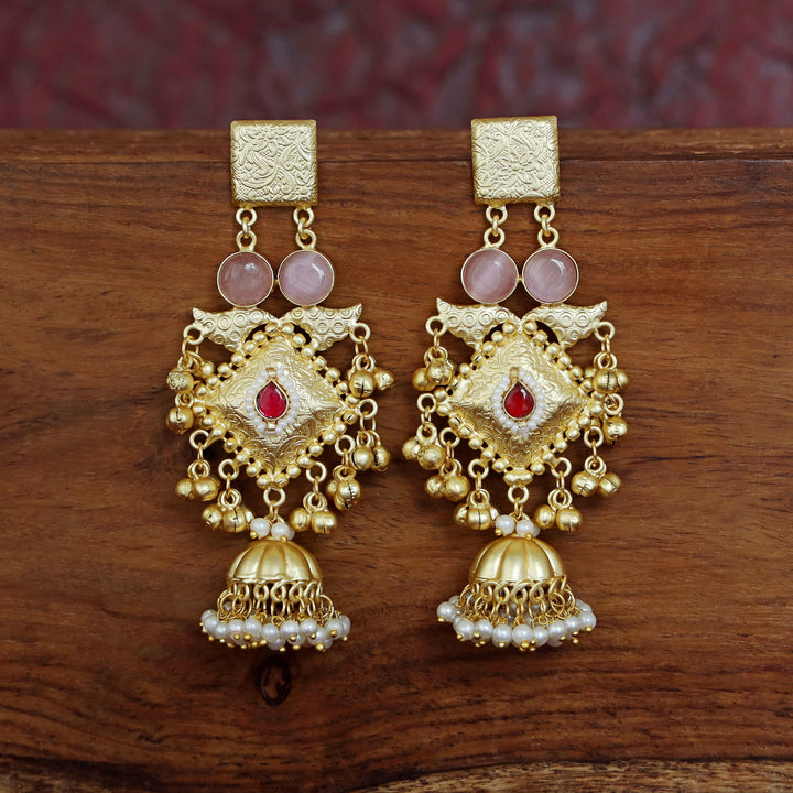 Akshara Golden Diamond Ghungroo Long Jhumka