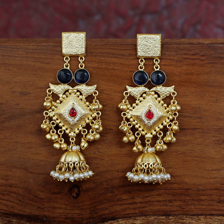 Akshara Golden Diamond Ghungroo Long Jhumka