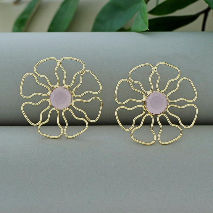 Henley Golden Floral Glossy Stone Earring