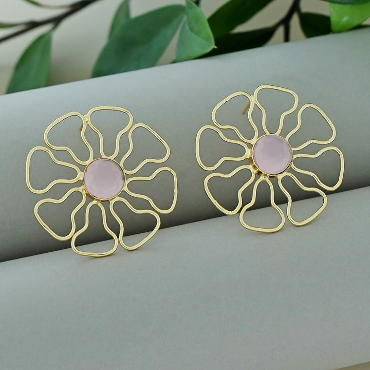 Henley Golden Floral Glossy Stone Earring