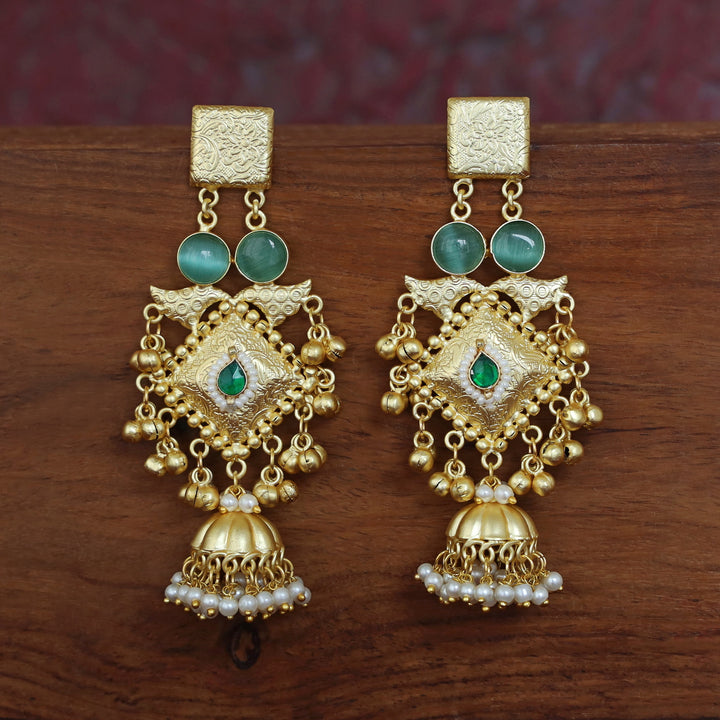 Akshara Golden Diamond Ghungroo Long Jhumka