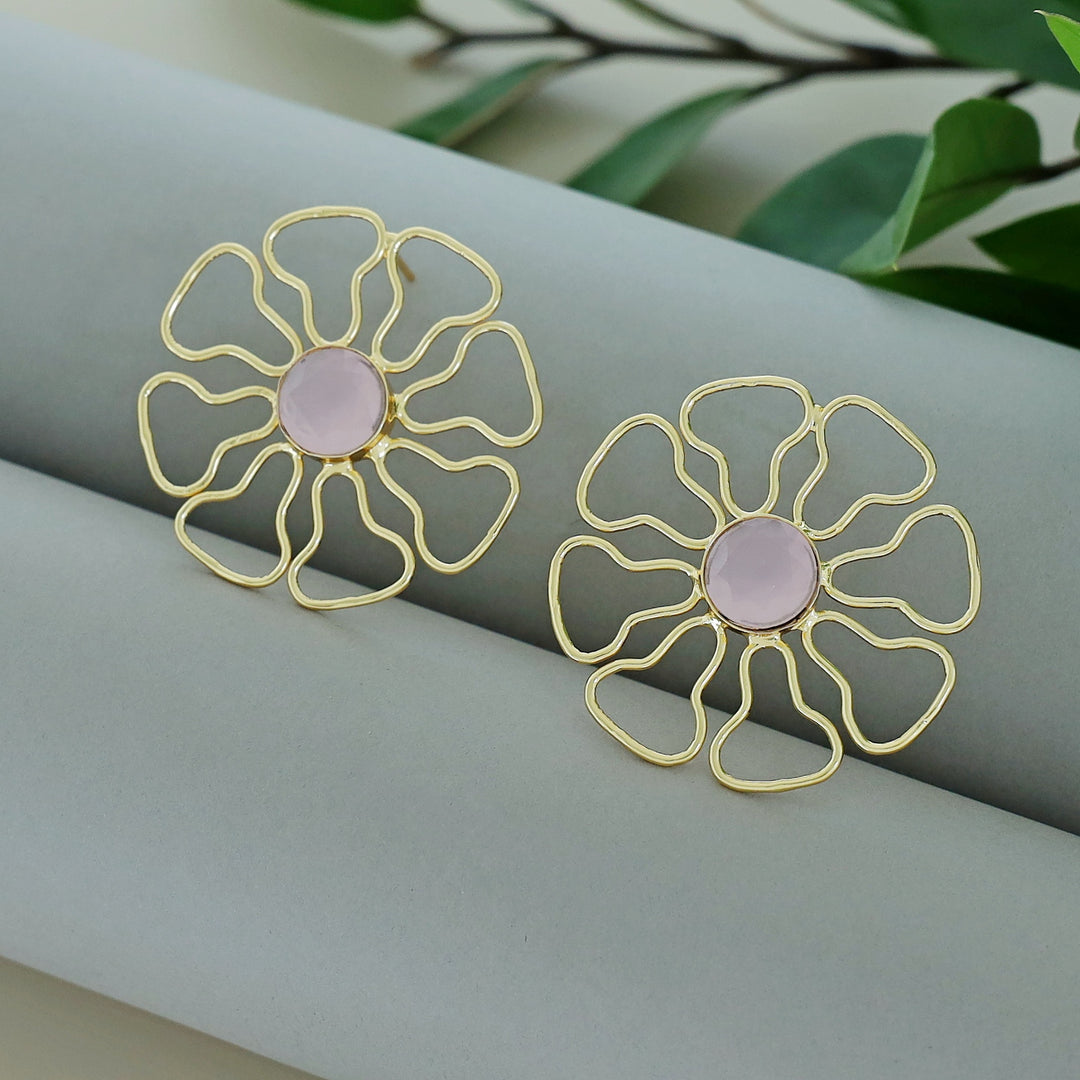 Henley Golden Floral Glossy Stone Earring