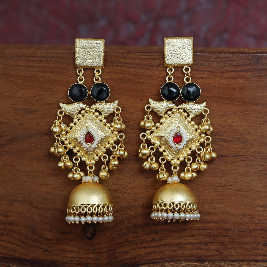 Akshara Golden Diamond Ghungroo Long Jhumka