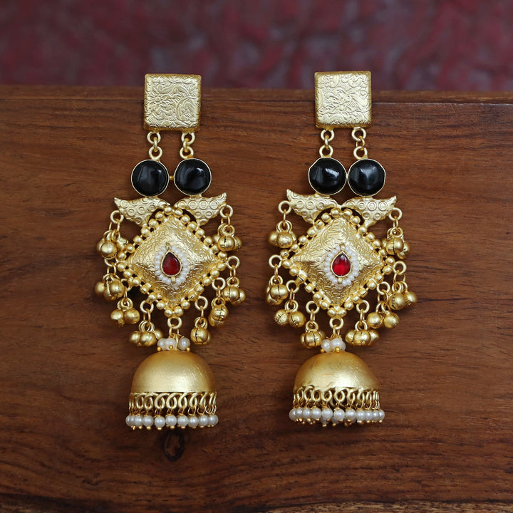 Akshara Golden Diamond Ghungroo Long Jhumka