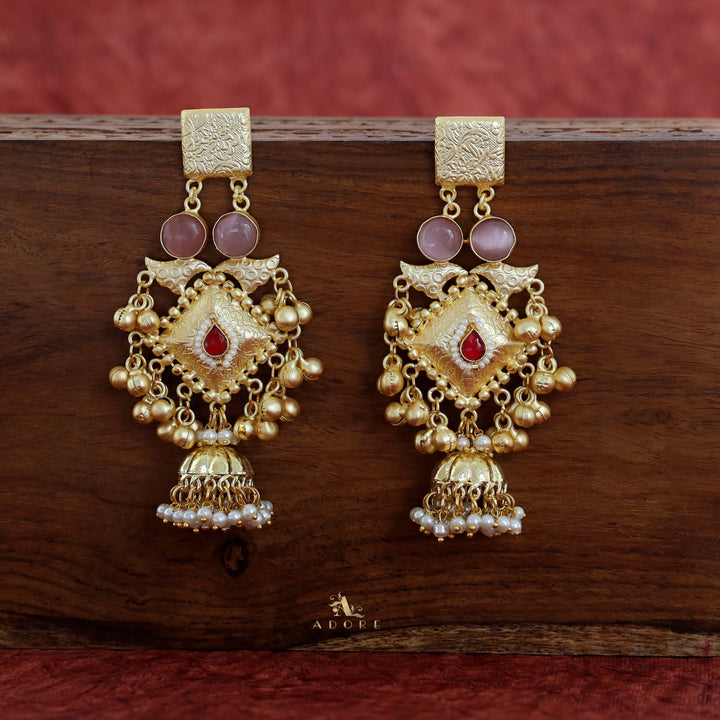 Akshara Golden Diamond Ghungroo Long Jhumka