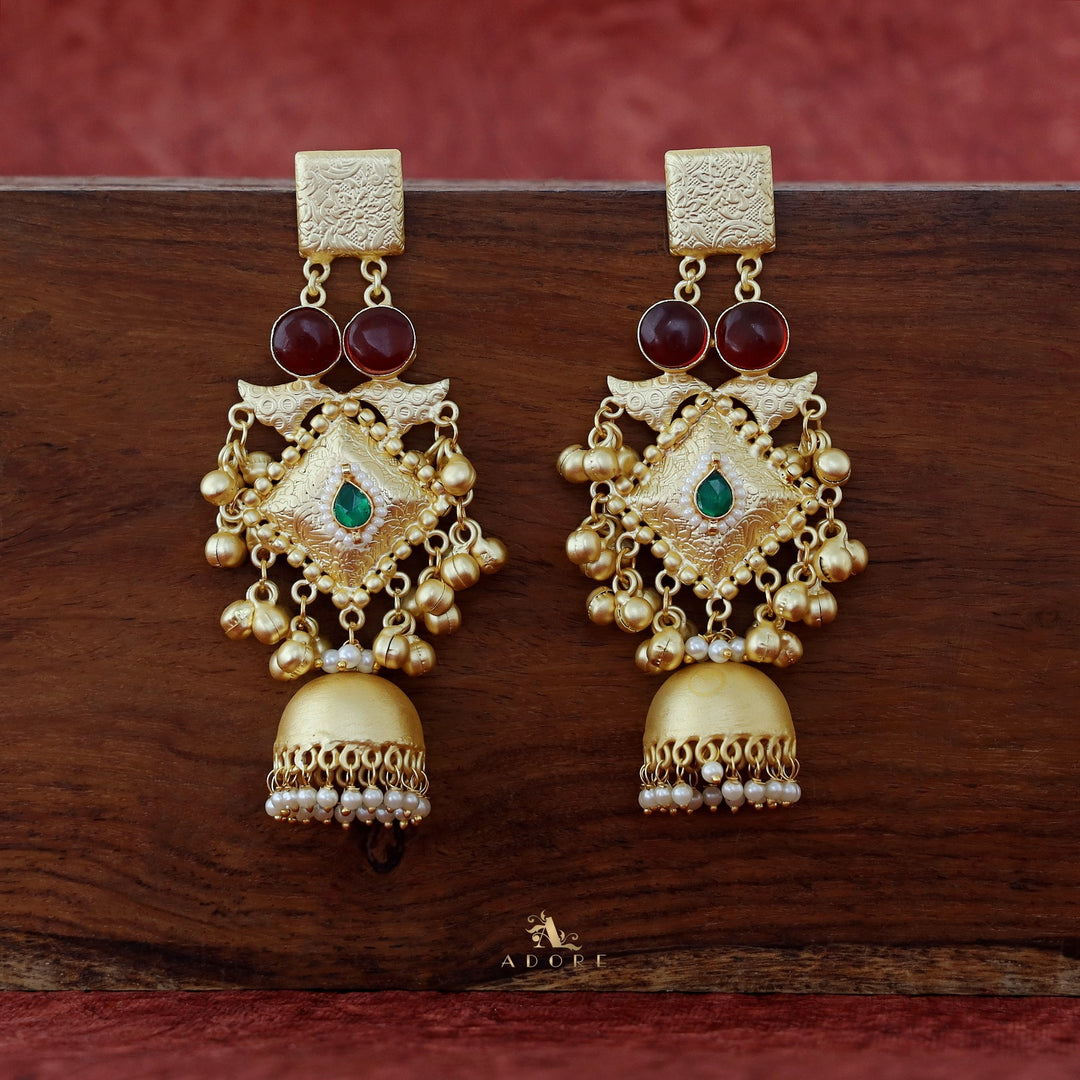 Akshara Golden Diamond Ghungroo Long Jhumka