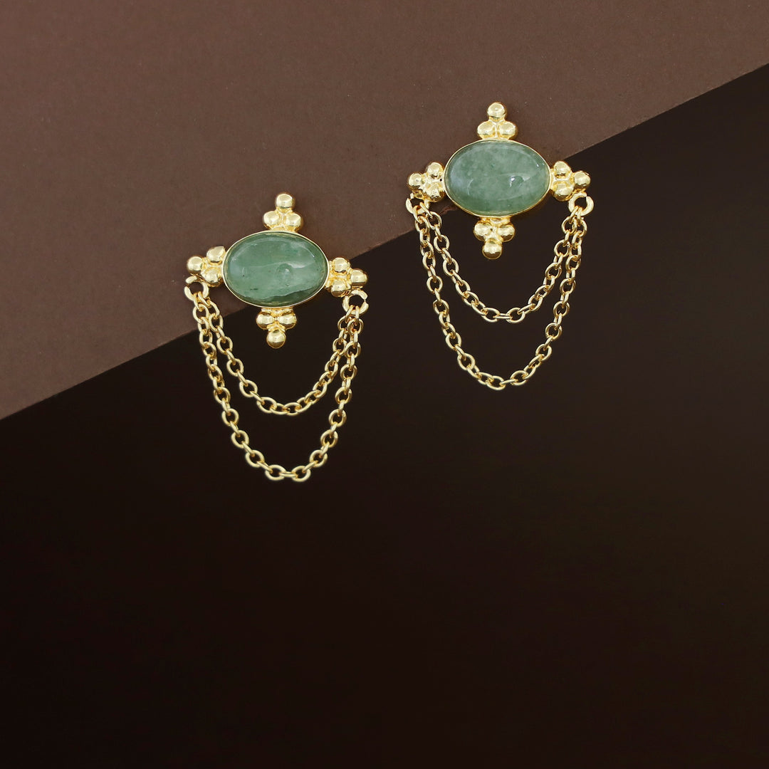 Orie Natural Stone Double Chain Earring