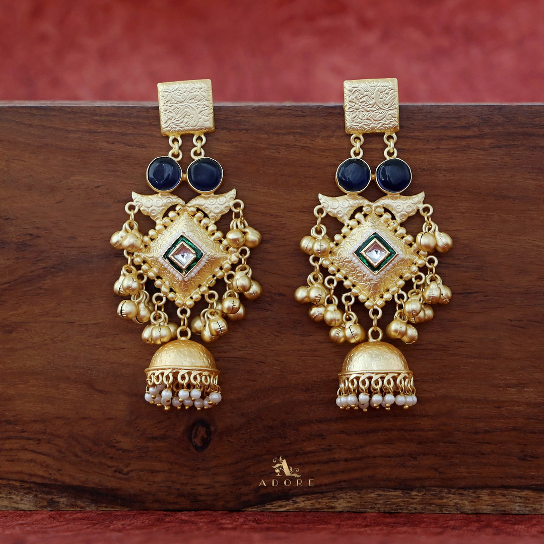 Akshara Golden Diamond Ghungroo Long Jhumka