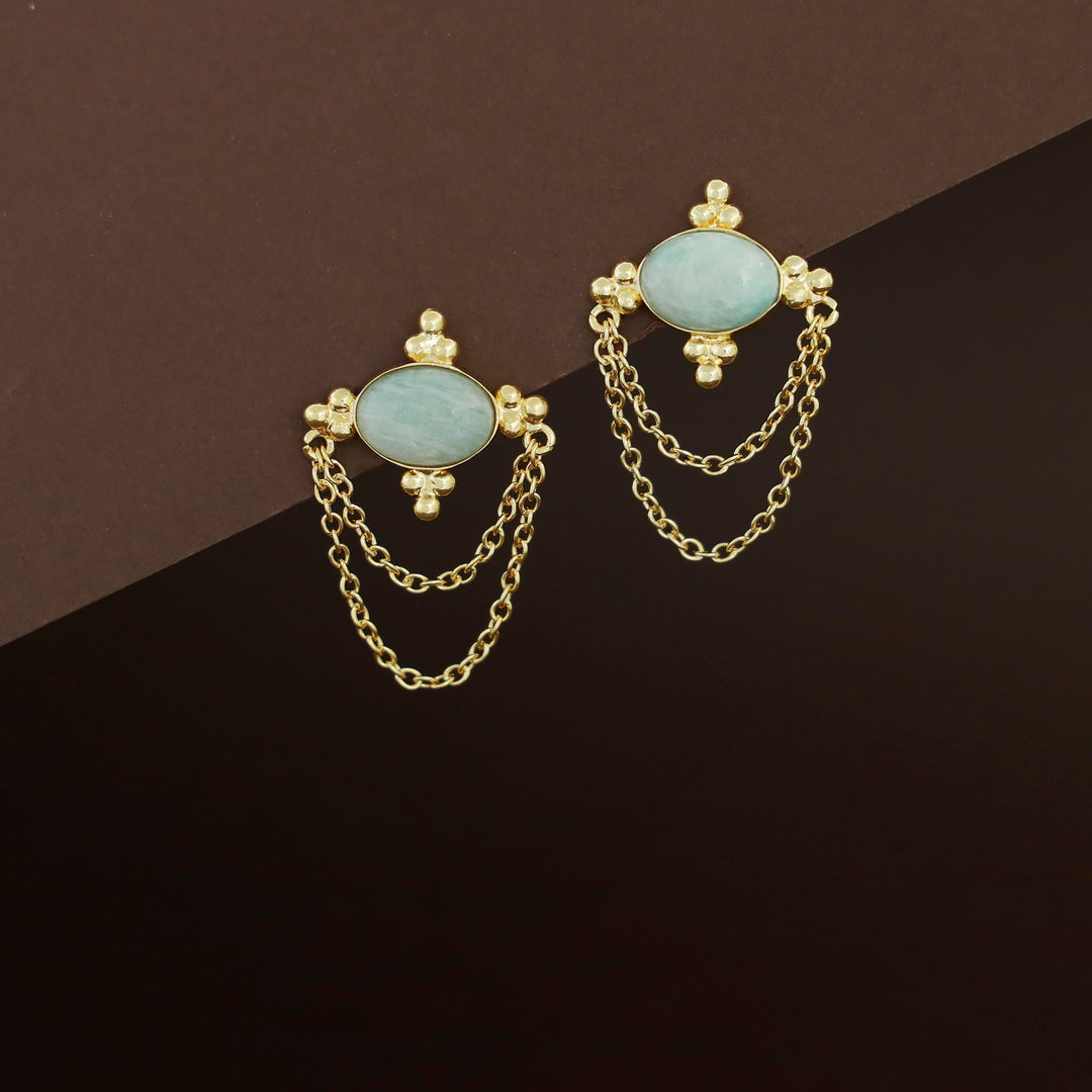 Orie Natural Stone Double Chain Earring