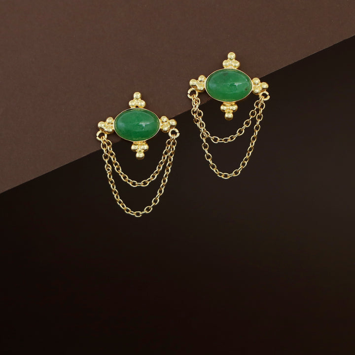 Orie Natural Stone Double Chain Earring