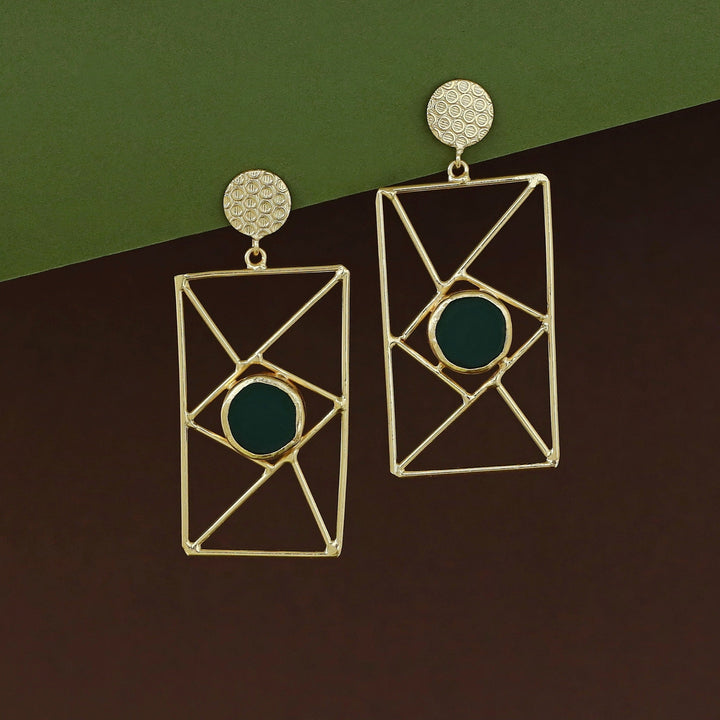Bubble Round Raw Stone Window Earring