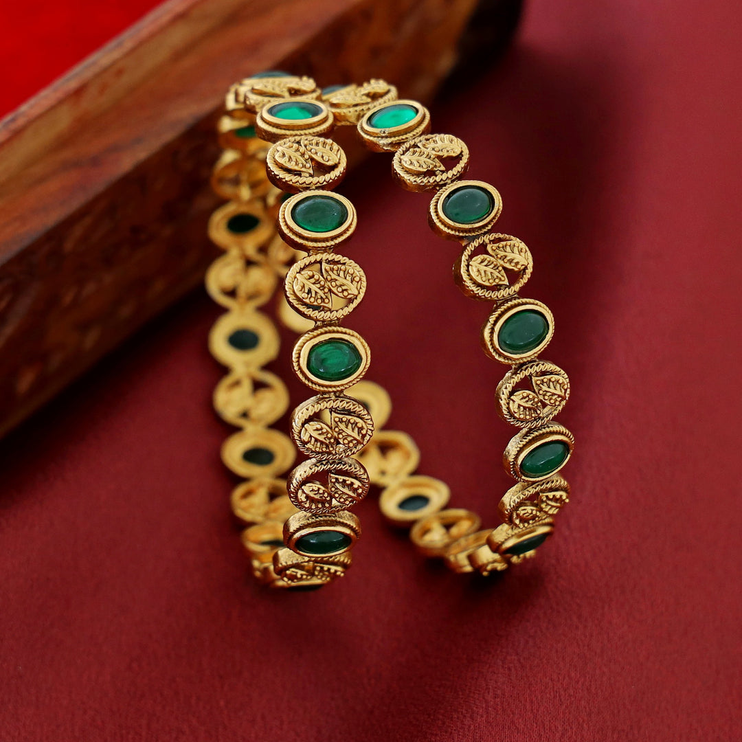 Parvati Oval Dual Leafy Bangle (Set Of 2)