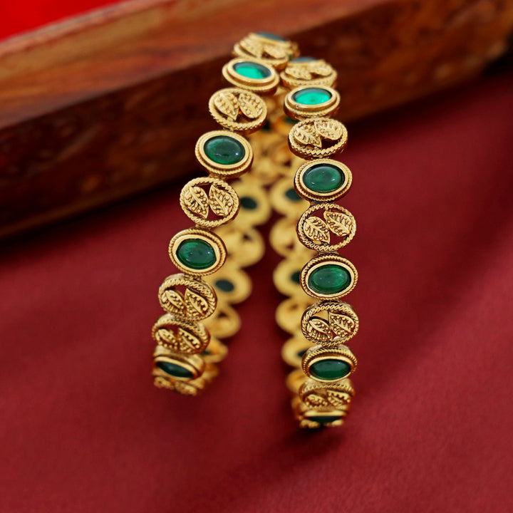 Parvati Oval Dual Leafy Bangle (Set Of 2)