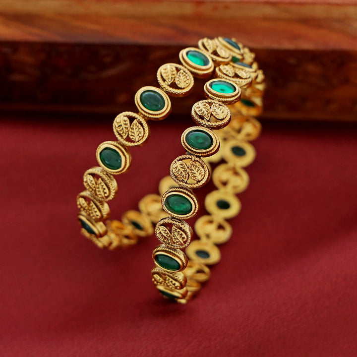Parvati Oval Dual Leafy Bangle (Set Of 2)