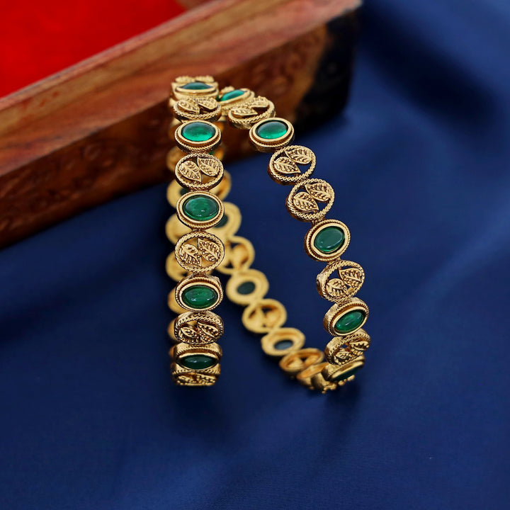 Parvati Oval Dual Leafy Bangle (Set Of 2)