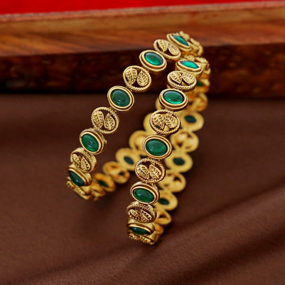 Parvati Oval Dual Leafy Bangle (Set Of 2)