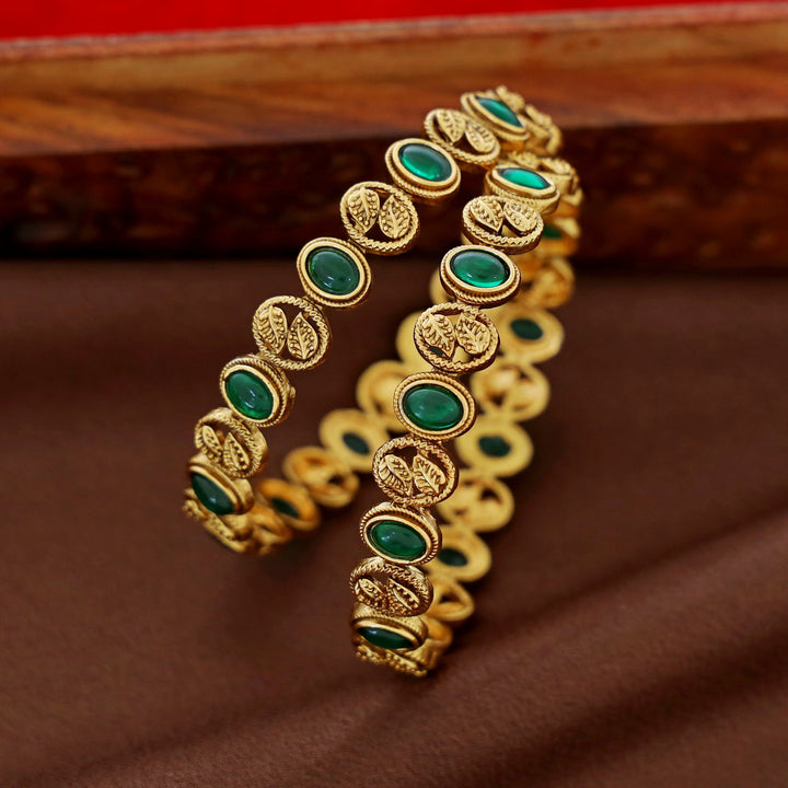 Parvati Oval Dual Leafy Bangle (Set Of 2)