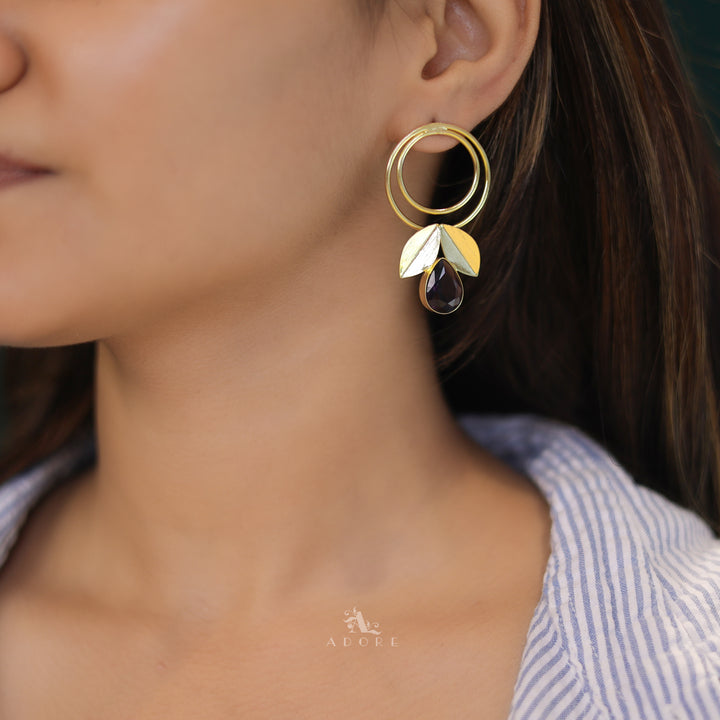 Dazzella Leafy Glossy Round Earring
