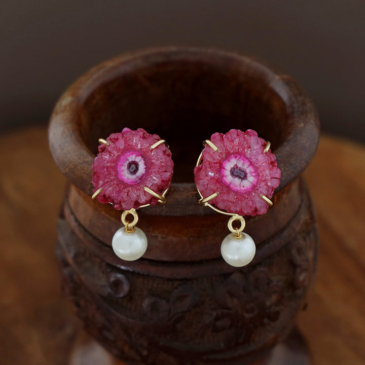 Dyed Solar Agate Claw Pearl Studs