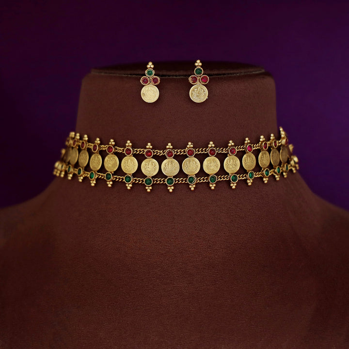 Samvitha Devi Kashi 2 Layer Choker with Earring