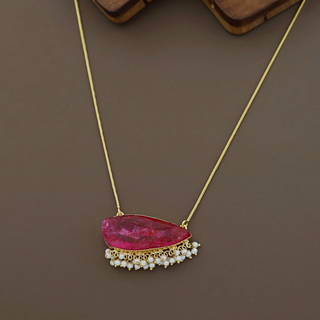 Ayesha Cluster Pearl Dyed Stone Neckpiece