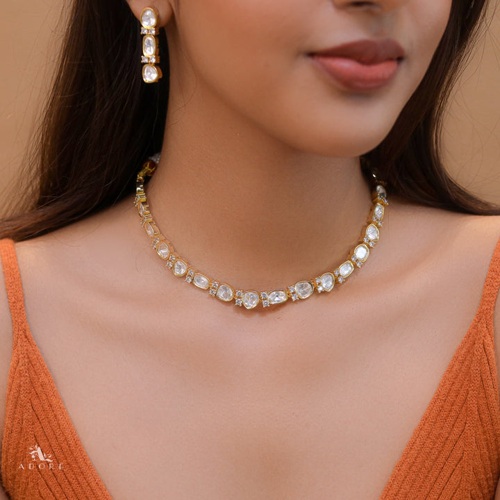Nagas Polki kundan Short Neckpiece With Earring