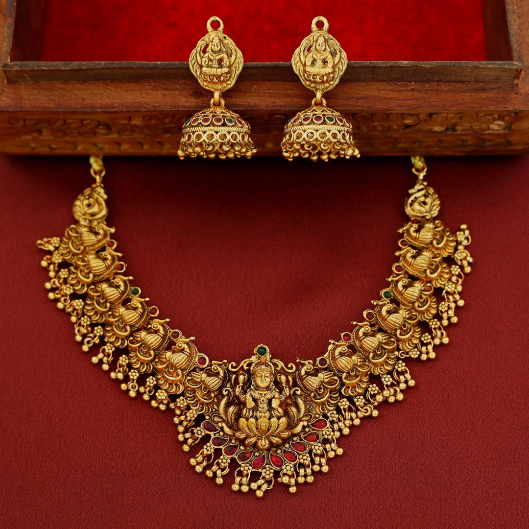 Ashtalakshmi Mayura Bridal Short Neckpiece With Earring