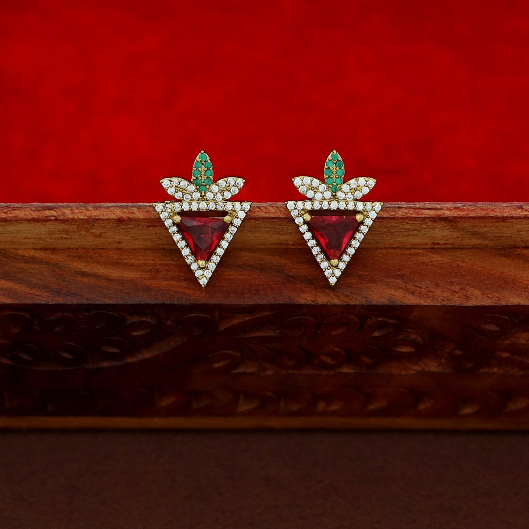Ishanika AD Stone Triangle Short Neckpiece With Stud
